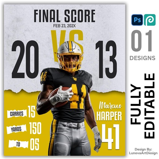 Pro-level Sports Photoshop Template Pack | Final Score, Game Day, Schedule & Committed Graphics | Digital Download - Etsy