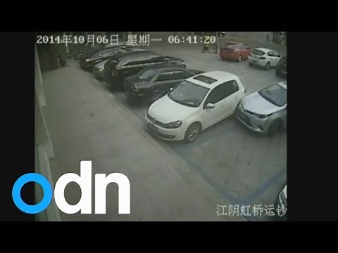 Is this the world's worst driver? Man repeatedly hits parked car while reversing out of a space