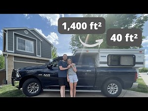 Moving Into our Truck Camper for FULL TIME LIVING!! Couple Lives in Short Bed Truck Camper (40 ft²!)