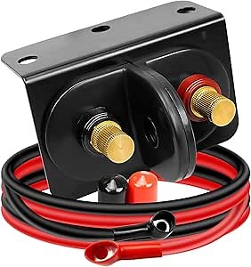 Remote Battery Terminals with Heavy Duty Steel Mounting Bracket and 1.2m Connection Wire, Jumper Battery Post Terminals for Car UTV ATV RV Trucks Tractor Boat Mower, with Dust Cap