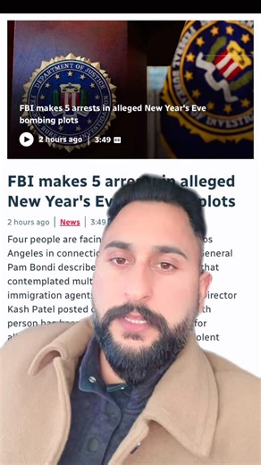 Gurbhej Singh Sidhu on Instagram: "Four people are facing criminal charges in Los Angeles in connection with what Attorney General Pam Bondi described as a foiled bomb plot that contemplated multiple targets, including U.S. immigration agents and their vehicles. FBI Director Kash Patel posted on social media that a fifth person has been arrested in New Orleans for allegedly planning a linked but separate violent attack. #usa #kashpatel #us #america #california #brampton #sidhu #punjabi #punjab #