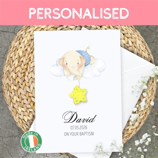 Personalised Handmade Boys Baptism Card – Baby Baptism Celebration – Godson - Etsy