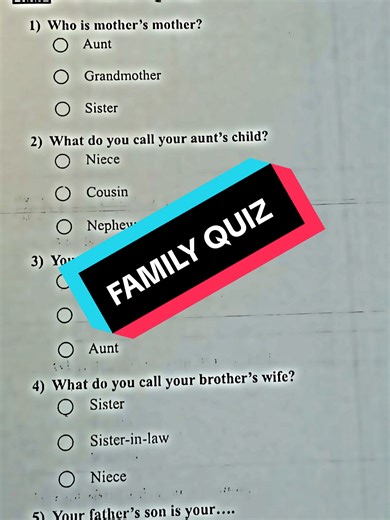 Family Quiz - Can you get all right? #quiz #viral #uktiktok #family #foruyou