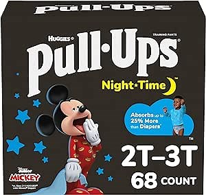 Pull-Ups Boys' Night-Time Potty Training Pants, Size 2T-3T Overnight Training Underwear (16-34 lbs), 68 Ct