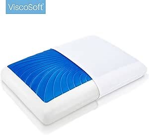 ViscoSoft ARCTIC GEL Memory Foam Pillow – Cooling Gel, Molded Memory Foam, Removable Cover – Best Head, Neck Support – Hypoallergenic – Standard