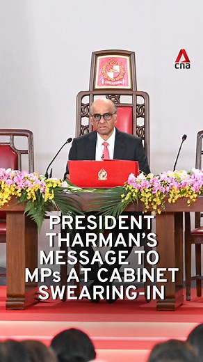 President Tharman Shanmugaratnam addressed newly appointed political office holders at the swearing-in ceremony for Singapore’s Cabinet on Friday (May 23). | CNA