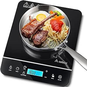 AAOBOSI Portable Induction Cooktop,1800W Induction Cooker with LCD Sensor Touch, Cooktop Burner Child Safety Lock & 10H Timer, 9 Power 10 Temperature Setting for Cooking