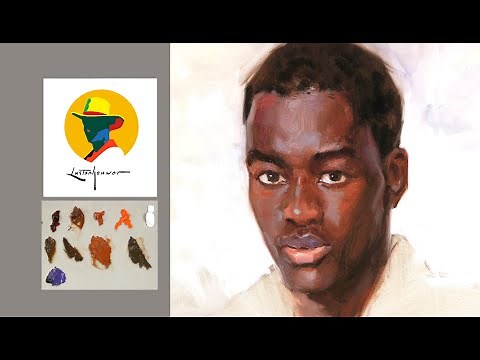 How to paint skin colors in a dark complexion portrait. Portrait painting by Ben Lustenhouwer.