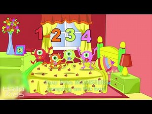 Five Little Monsters Jumping On The Bed | Nursery Rhyme for Kids | Hallo Kids