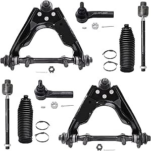 Detroit Axle - 4WD Front End Suspension Kit for 2000-2004 Dodge Dakota, 2000-2003 Durango, 2 Upper Control Arms w/Ball Joints 4 Inner & Outer Tie Rod End Links 2 Boots 2001 2002 Replacement - 8pc Set