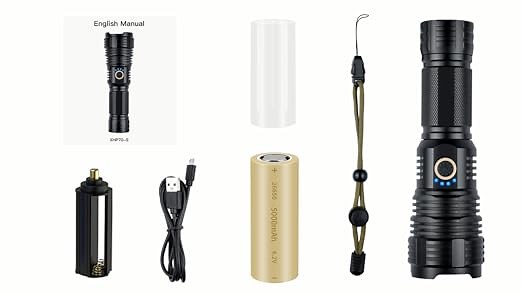 90000 High Lumens Rechargeable Led Tactical Flashlight