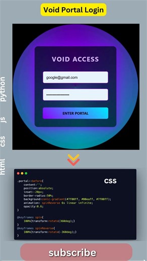 This VOID PORTAL Login Sucks You In 😱🌀 #VoidPortal #WebDev #GamingUI #Shorts