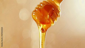 A honeycomb is dripping honey