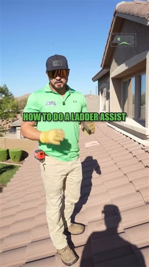 State 48 Roofing - AZ Roofing on Instagram: "I’m gonna show you how to do a proper lateral assist — how to get from the first story to the second story safely and efficiently without having to reset your ladder every time. Get your roof inspected by the #1 referred roofer in AZ, give me a call now! (480) 698-4828 www.state48roofing.com . . . #state48roofing #sexyroofstatus #roofingdoneright #azroofer #roofing"