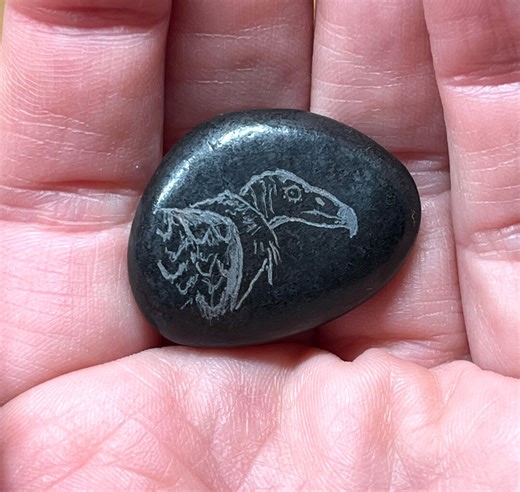 Tiny Vulture Rock Totem, Hand-engraved Black Stone, Bird Spirit Animal - Etsy
