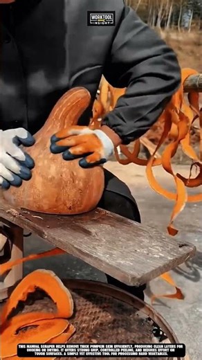 Peeling hard pumpkin outdoors using Work tool Manual Vegetable Scraper #tool #worktool
