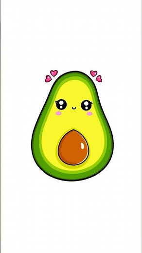How to draw a cute Avocado 🥑 Easy | Draw Step by Step Cute Avocado Easily#drawing#cutedrawingsshorts