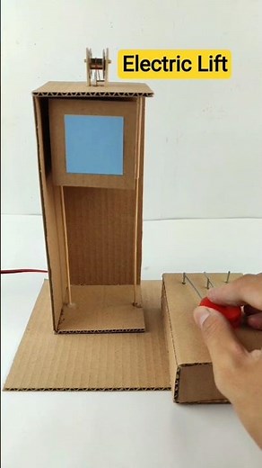 DIY Electric Lift Made from Cardboard and DC Motor #minimachine #miniproject #howtomake