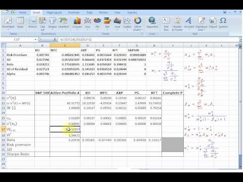 Treynor-Black Model: Excel