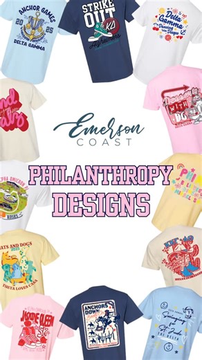 Emerson Coast | CUSTOM GREEK APPAREL 🤍 | Needing some ideas for Philanthropy events & tshirt designs?! Here are some of our favorites 💞 | Instagram