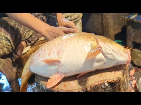 I Never Seen!! Huge Monster Carp Fish Cutting & Skinning Skills In Bangladesh Local Fish Market