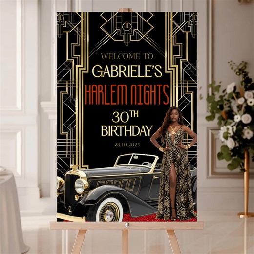Harlem Nights Gatsby Welcome Sign, Roaring 20s Party Decor (digital Download) - Etsy