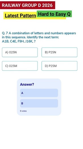 Q. 7 A combination of letters and numbers appears in this sequence. Identify the next term #shorts