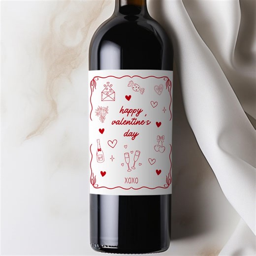 Coquette Valentine's Day Wine Label, Custom Valentine Gift for Couples, Engagement Anniversary Gift, Romantic Bottle Label, Galentines Day - Etsy