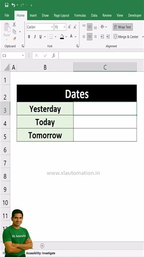 How to Get Today, Yesterday & Tomorrow’s Date in Excel #excel #excelforbeginners #exceltips Learn how to quickly generate today’s, yesterday’s, and tomorrow’s date in Excel using simple formulas! This tutorial covers the TODAY function and easy tricks to adjust dates for reporting, scheduling, and data analysis. Perfect for beginners, students, and professionals who want to save time and avoid manual entry. ✅ Excel Daily Tips – Learn Basic Excel Fast! (Hindi) 📺 Watch here: https://www.youtube.c