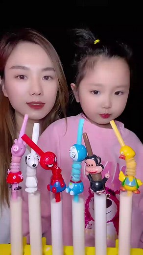 Colorful Cartoon Character Straws in Fun Holder
