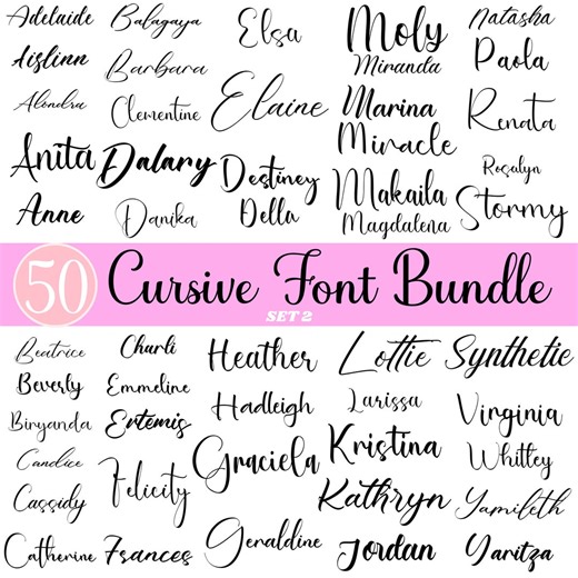 The Ultimate 50 Cursive Fonts - Set 2 Hand Lettered Font Bundle Otf Font, Cricut, Canva Font, Script Digital Fonts, Procreate Fonts Crafting - Etsy