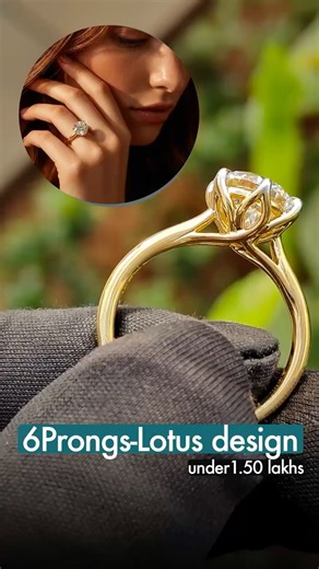 3.01 Ct Lab Grown Solitaire Diamond Ring in 18KT Yellow Gold –Lotus 6-Prong Design | Under ₹1.5 Lakh