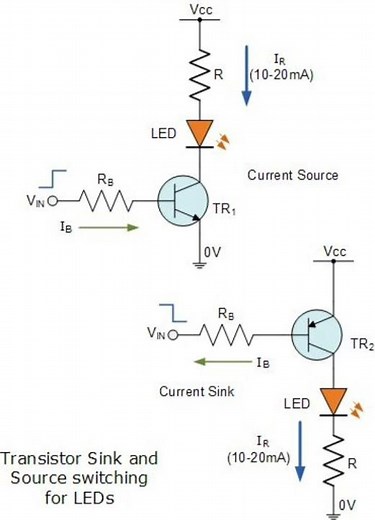 How to turn an LED using bipolar transistors