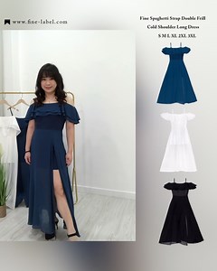 喜欢雪纺飘逸感的你不要错过它啦～飘逸长裙显瘦款😍 Fine Label Silver系列独家定制款 6个尺寸 S M L XL 2XL 3XL 不再受尺寸局限，凸显不同身形女孩们独特气质。❤ 喜欢长裙但是怕太厚重走动不方便？这款采用珍珠雪纺面料 穿上的自然飘逸垂感超漂亮的 带有一点隐约的透视感 但不是那种太单薄的质感哦 所以不担心太透的问题😍 双层荷叶边设计 长度不规则的长短呈现出的层次感更加明显 肩带部分可以依据个人长度调节 不担心过松或过紧问题 可以看到肩膀位置的布料是微微的弧度往下掉 但是不会露出太多手臂的部分 这点小心机可以让我们穿起来时更加显瘦 而不会显得直直显胖的 珍珠雪纺搭配的是稍有弹性的四面弹面料 这种面料的特点就是有弹性 但是不会太过于贴身 而且透气舒服不闷热 早上注册或做姐妹穿都不是问题 去海边拍照也不怕😍白色面料穿的时候建议搭配肤色内衣裤效果最理想😊 腰间旁边的高开叉位置 整个就是显腿长！开叉部位我们设定的不会太过宽所以不担心肉肉的大腿会显露出来 里面裙子属于修身一点的版型 但是不影响活动 宝贝们这件自己穿脱都很方便 后面拉链位置的高度我们调整了刚刚好 不