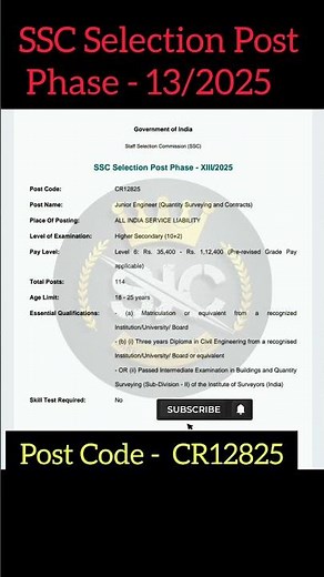 SSC Selection Post Phase 13 |CR region |Post code - CR12825 | #ssc #sectionpost #reels #shorts