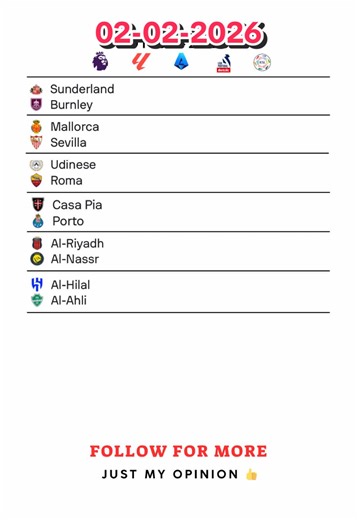 Today’s matches 📝⚽ Just my opinion 👍 Do you agree? 👀 Follow for daily match sheets #football #soccer #matchday #premierleague #cr7
