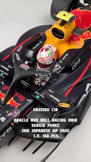 2.9K views · 36 reactions |  Available  110221811 ORACLE RED BULL RACING RB18 – SERGIO PEREZ – 2ND JAPANESE GP 2022 - L.E. 150 pcs. Scale 1/18 Please click here for more information https://www.minichamps.de/modelle/oracle-red-bull-racing-rb18-sergio-perez-2nd-japanese-gp-2022-2/ | Minichamps GmbH & Co. KG | Facebook