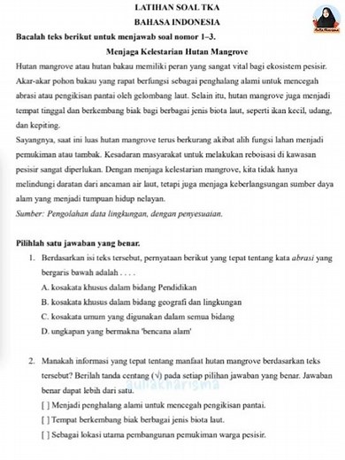 Latihan Soal TKA Bahasa Indonesia SD 🧑‍💻📖