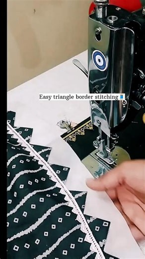Easy Triangle Border Stitching | Simple & Stylish Dress Border Design #Shorts ✨
