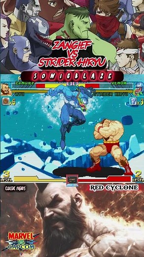 ZANGIEF finishes STRIDER HIRYU in MvC (Basic Attacks Only) 🌪️⚔️