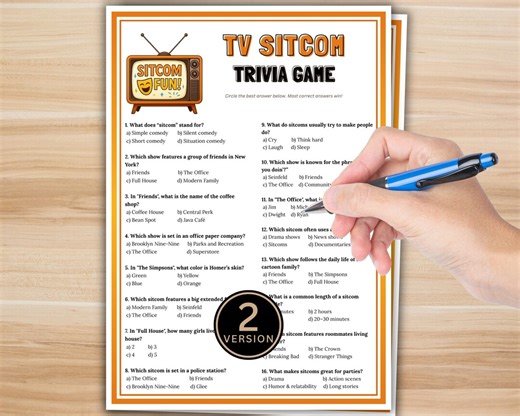 TV Sitcom Trivia Game Printable - Television Trivia Quiz, Movie Night Party Game, Family Game Night, Office Party Instant Download - Etsy Australia