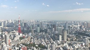 Tokyo tower with sky cloud moving,Japan iconic landmark,4k quality