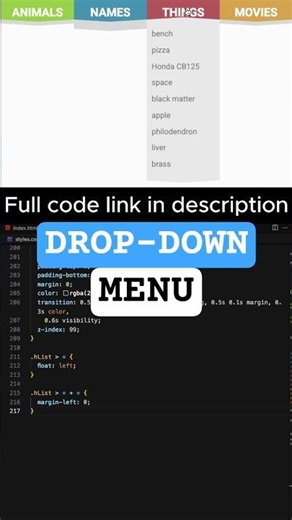 📂 Dropdown Menu using HTML & CSS #css #coding #shorts #viral #trending #programming #animation