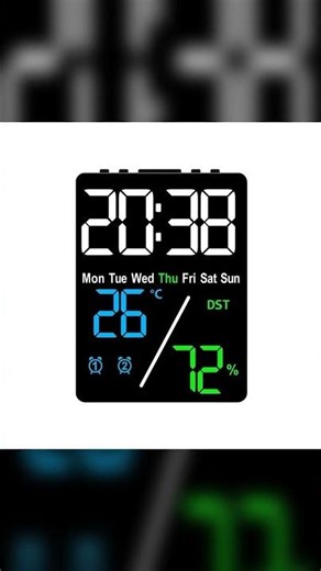 Digital LED Clock Temp, Humid, Date/Week, 2 Alarms, 3lvl, 12/24H – OEM 12x9cm – AliExpress