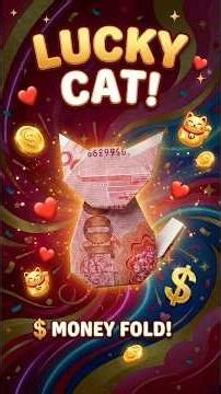 DIY Lucky Cat from a Bill! 🐈💸 Must See! ✨ #moneyorigami #origami #luckycat #shorts #manekineko
