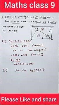 ABCD is a parallelogram and AP and CQ are perpendicular from vertices A and C on diagonal BD