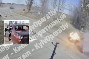 Ukraine posts vid of ‘Russian tank obliterating car leaving charred bodies'