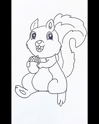 Haw to draw a squirrel tutorial, easy squirrel cartoon drawing #drawingfur #drawingbirds #colored