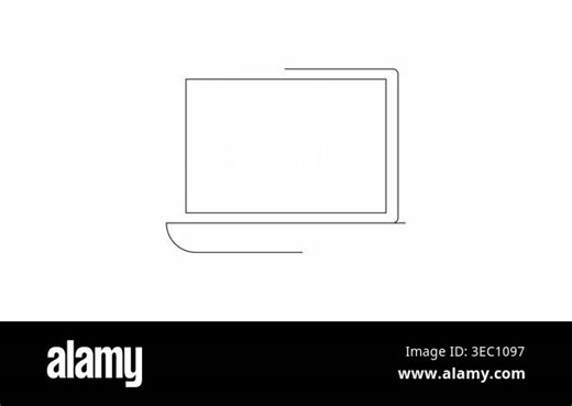A minimalist line art illustration shows a laptop screen displaying a price tag icon with a bar chart inside, symbolizing cost or value analysis Stock Video Footage - Alamy