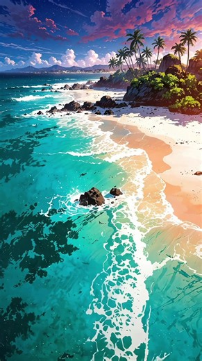 Serene Tropical Beach: An Anime Dream Escape